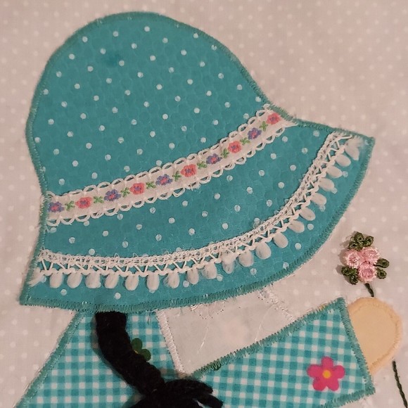 Set Of 2 Sunbonnet Sue Sam Pillow Covers Green White Pink Orange Brown 17 x 17 - Picture 16 of 16